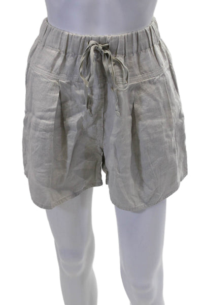 Kristensen Du Nord Womens Drawstring Mid Rise Linen Short Shorts Gray Size 0