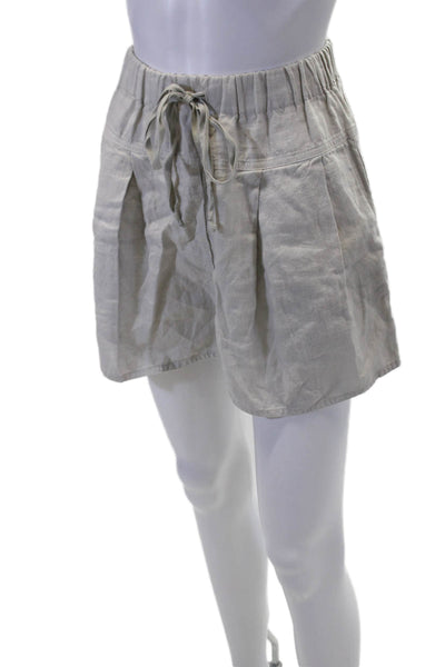 Kristensen Du Nord Womens Drawstring Mid Rise Linen Short Shorts Gray Size 0