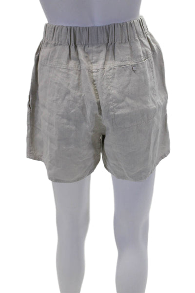 Kristensen Du Nord Womens Drawstring Mid Rise Linen Short Shorts Gray Size 0