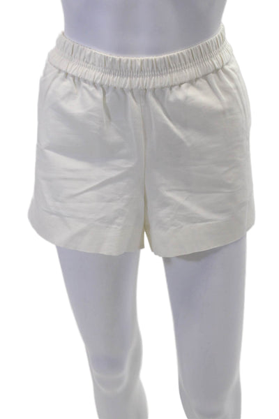 J Crew Womens Elastic Waistband Twill Short Shorts White Cotton Size XS