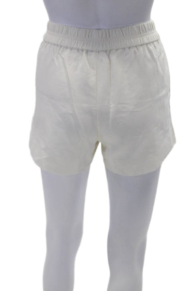 J Crew Womens Elastic Waistband Twill Short Shorts White Cotton Size XS