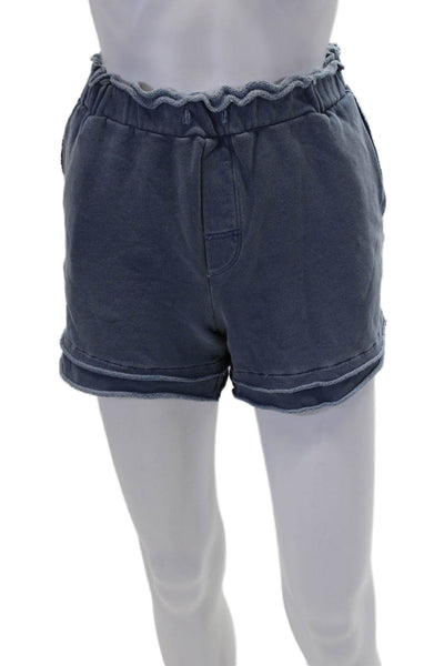 Stateside Womens Elastic Waistband Knit Short Shorts Blue Cotton Size Medium
