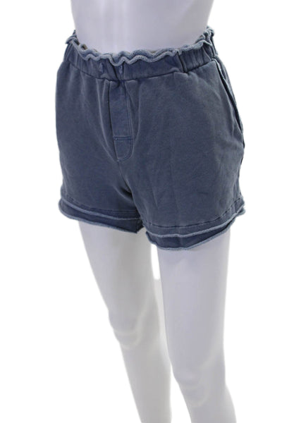 Stateside Womens Elastic Waistband Knit Short Shorts Blue Cotton Size Medium