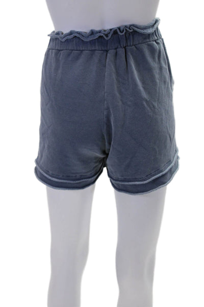 Stateside Womens Elastic Waistband Knit Short Shorts Blue Cotton Size Medium