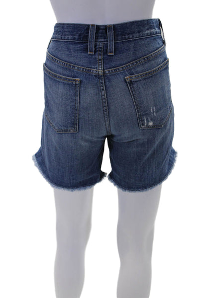 Current/Elliott Womens Zipper Fly Distressed Denim Shorts Blue Size 25