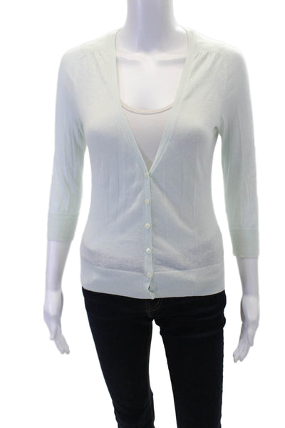 Banana Republic Womens Button Front V Neck Knit Cardigan Sweater Blue Size XS