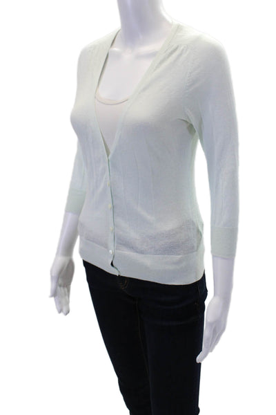 Banana Republic Womens Button Front V Neck Knit Cardigan Sweater Blue Size XS
