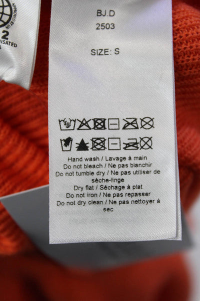Ganni Womens Wool Knit High Neck Open Back Sweater Top Orange Size S