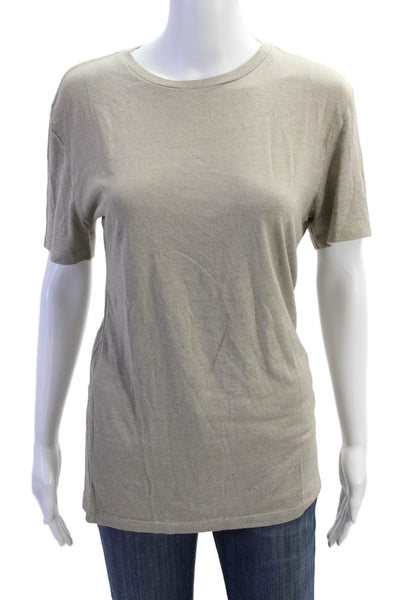 Theory Womens Solid Crew Neck Pullover T-Shirt Top Beige Size S