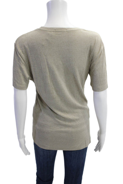 Theory Womens Solid Crew Neck Pullover T-Shirt Top Beige Size S