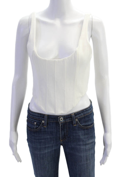 Brock Collection Womens Cotton Ruched Corset Tank Top White Size S