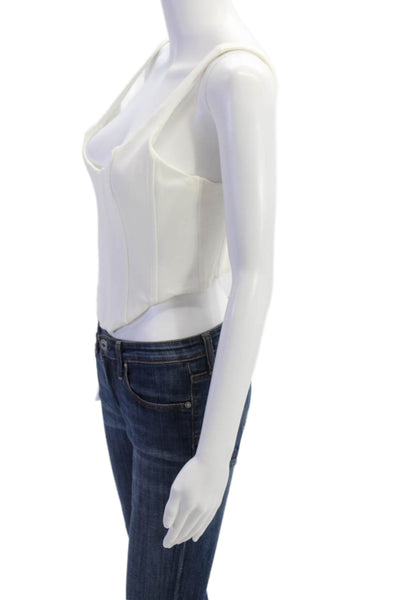 Brock Collection Womens Cotton Ruched Corset Tank Top White Size S