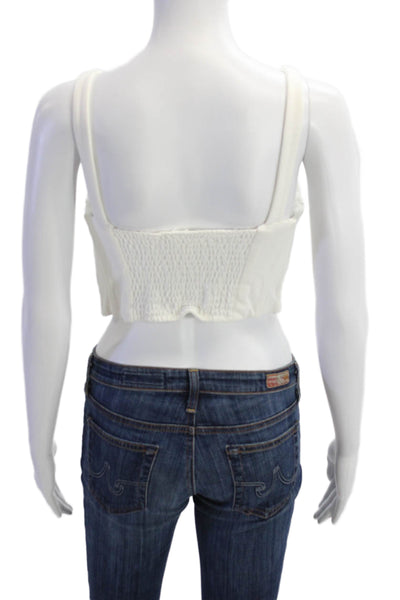 Brock Collection Womens Cotton Ruched Corset Tank Top White Size S