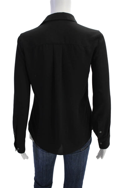 Babaton Womens Lace Collared Long Sleeve Button Up Blouse Top Black Size S
