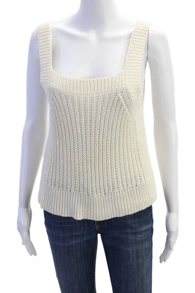 Wilfred Womens Linen Blend Square Neck Knit Tank Top Cream Size S