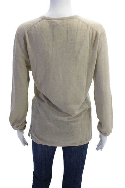 Theory Womens Knit V-Neck Pullover Sweater Top Beige Size M