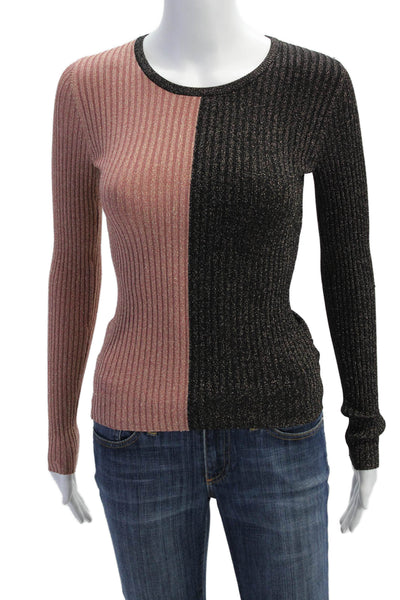 Intermix Womens Sparkly Two-Toned Pullover Sweater Top Pink Size P
