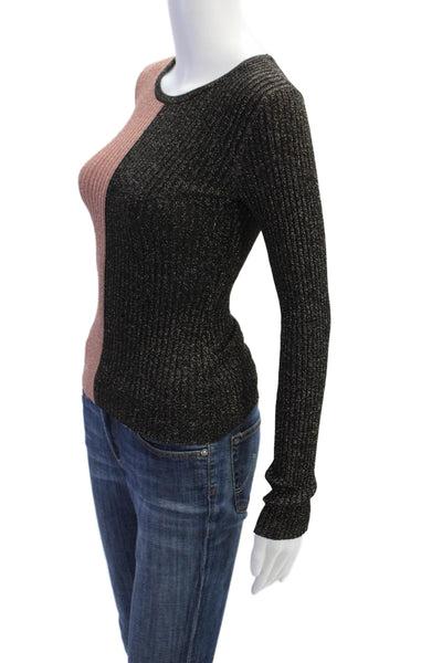 Intermix Womens Sparkly Two-Toned Pullover Sweater Top Pink Size P