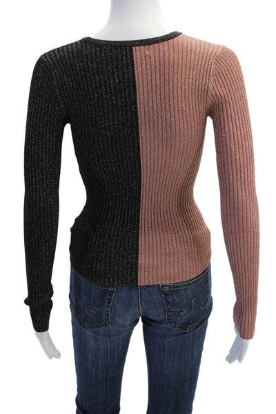 Intermix Womens Sparkly Two-Toned Pullover Sweater Top Pink Size P