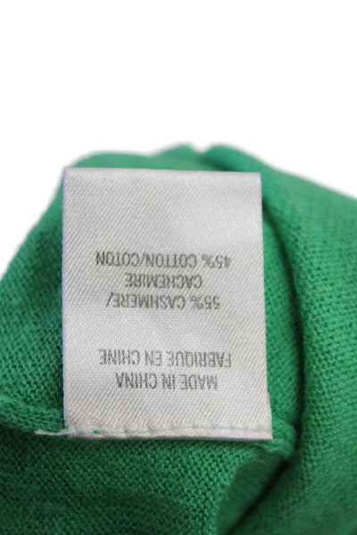 Theory Womens Cashmere Blend Pullover Sweater Top Green Size M