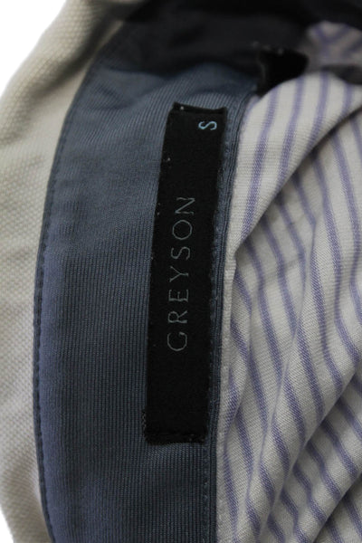 Greyson Mens Striped Collared Short Sleeve Polo Shirt White Size S