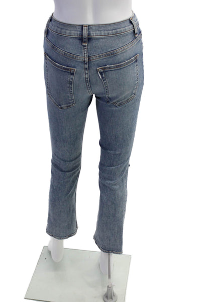ASKKNY Womens Cotton Distressed Mid-Rise Bootcut Jeans Blue Size 24