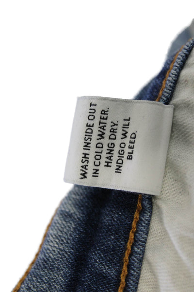 ASKKNY Womens Cotton Distressed Mid-Rise Bootcut Jeans Blue Size 24