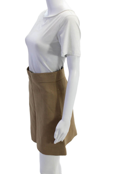 Theory Womens Solid Zip Up Mini A-Line Skirt Brown Size 2