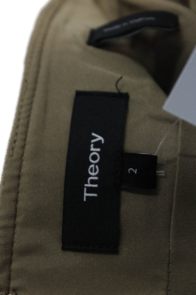 Theory Womens Solid Zip Up Mini A-Line Skirt Brown Size 2