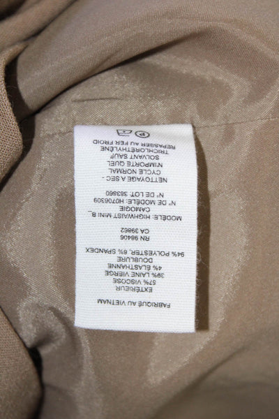 Theory Womens Solid Zip Up Mini A-Line Skirt Brown Size 2