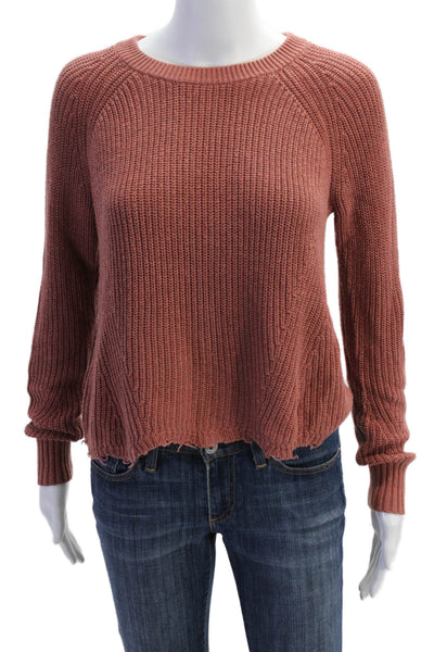 Cotton By Autumn Cashmere Womens Cotton Knit Pullover Sweater Top Pink Size XS