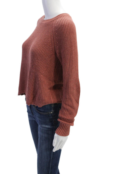 Cotton By Autumn Cashmere Womens Cotton Knit Pullover Sweater Top Pink Size XS
