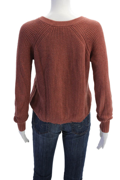 Cotton By Autumn Cashmere Womens Cotton Knit Pullover Sweater Top Pink Size XS