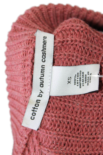 Cotton By Autumn Cashmere Womens Cotton Knit Pullover Sweater Top Pink Size XS