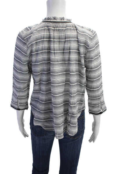 McGuire Womens Cotton Striped Long Sleeve Blouse Top White Size XS