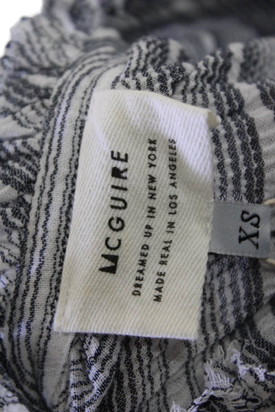 McGuire Womens Cotton Striped Long Sleeve Blouse Top White Size XS