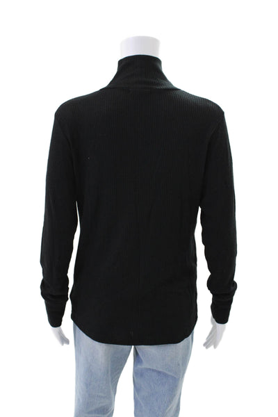 LNA Womens Ribbed Turtleneck Long Sleeves Sweater Black Size Large