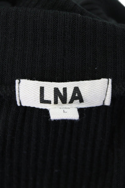 LNA Womens Ribbed Turtleneck Long Sleeves Sweater Black Size Large