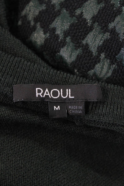 Raoul Womens Houndstooth Print Short Sleeves Sweater Green Wool Size Medium