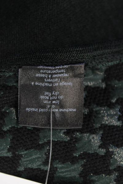 Raoul Womens Houndstooth Print Short Sleeves Sweater Green Wool Size Medium
