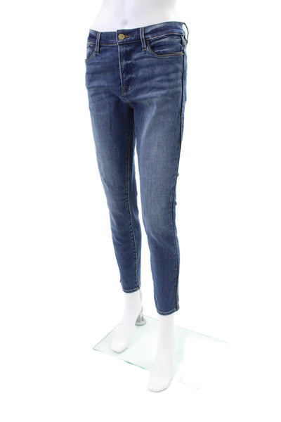 Frame Womens Le High Rise Skinny Leg Serrano Jeans Blue Cotton Size 28