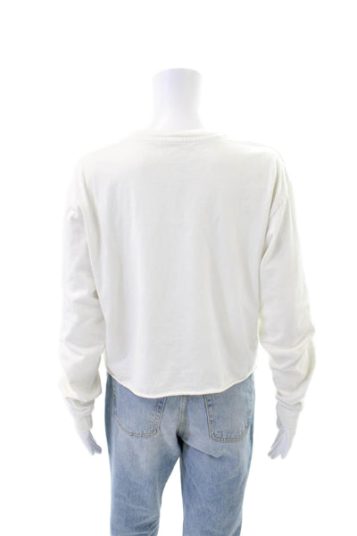 John Galt Womens Cotton Long Sleeve Round Neck Casual Top White Size S