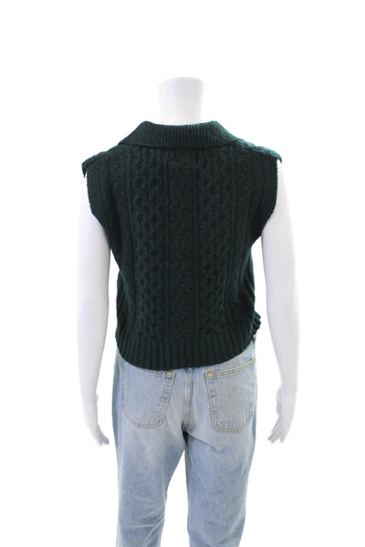 Pink Rose Womens Knit Textured V-neck Sweater Vest Green Size S