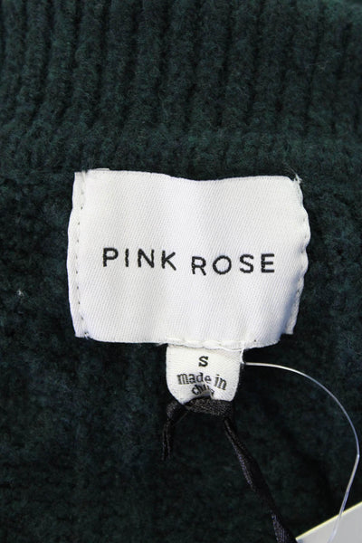Pink Rose Womens Knit Textured V-neck Sweater Vest Green Size S