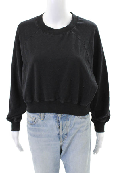 NIA Womens Cotton Long Sleeve Round Neck Pullover Black Size L
