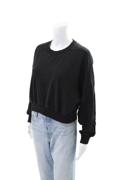 NIA Womens Cotton Long Sleeve Round Neck Pullover Black Size L