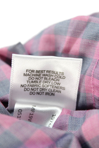 Peter Millar Mens Cotton Long Sleeve Button Plaid Button Down Shirt Pink Size M