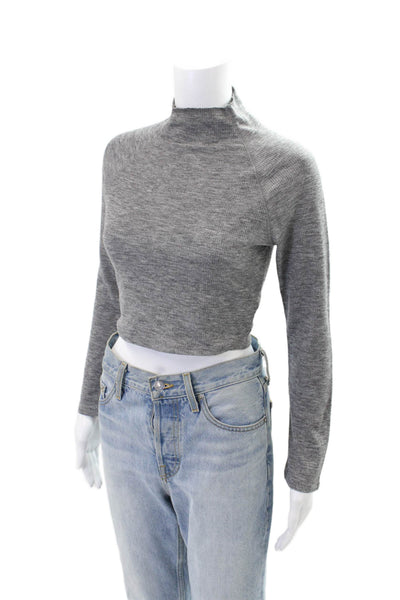 Lovers + Friends Womens Ribbed Turtleneck Sweater Grey Size Extra Small