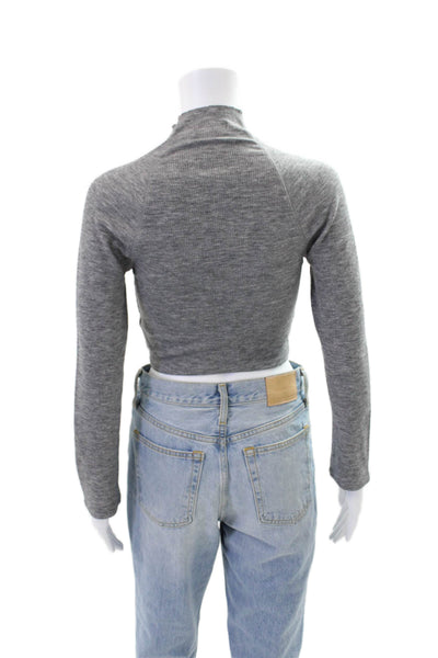 Lovers + Friends Womens Ribbed Turtleneck Sweater Grey Size Extra Small