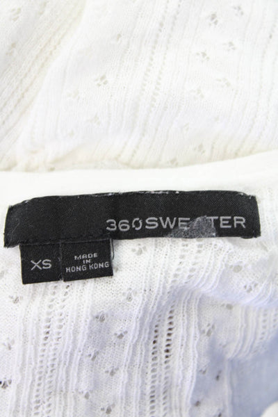360 Sweater Womens Short Sleeves V Neck Sweater White Size Extra Small
